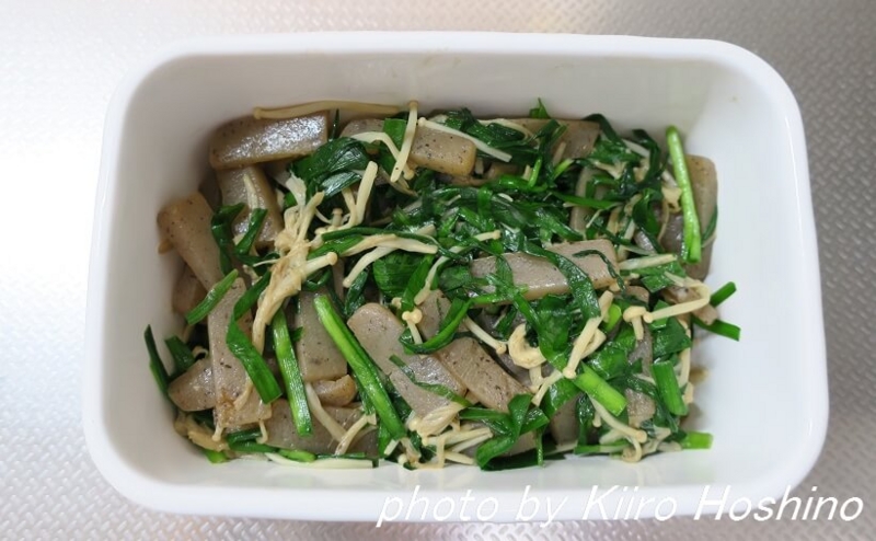 作り置き9.30、こんにゃくとニラ炒め 作り置き9.30、こんにゃくとニラ炒め