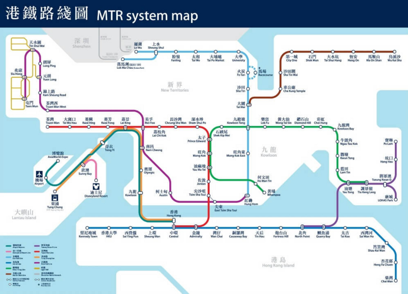香港、MTR路線図