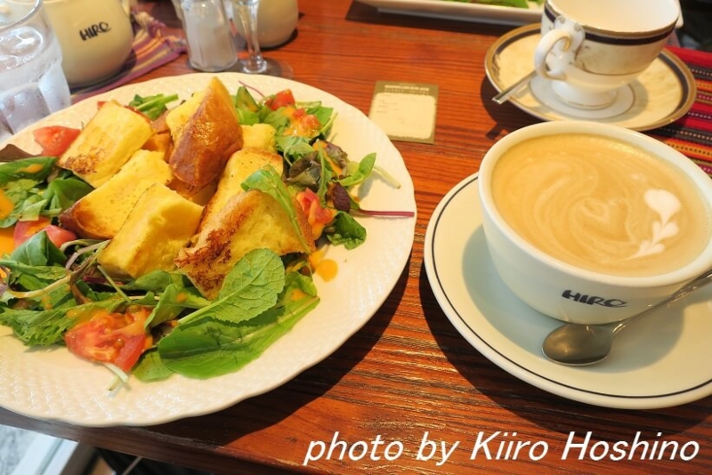 ヒロコーヒー大丸梅田店、フレンチトースト＆カフェラテ