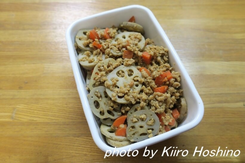 作り置き12.2、根菜と大豆たんぱくの赤味噌炒め 作り置き12.2、根菜と大豆たんぱくの赤味噌炒め