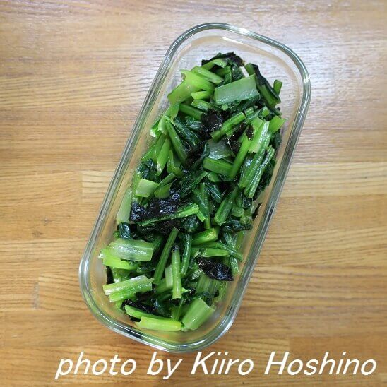 作り置き、小松菜の海苔和えwithオリーブオイル 作り置き、小松菜の海苔和えwithオリーブオイル
